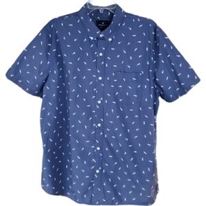 American Eagle Sharks Navy‎ Blue Button-down Shirt Men's XL